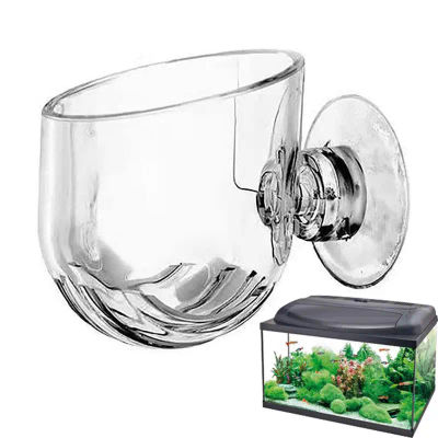 Taza acrílica para plantas acuáticas, maceta de cristal para pecera de acuario con soporte de succión, contenedor de alimentación, soporte para paisaje de acuario