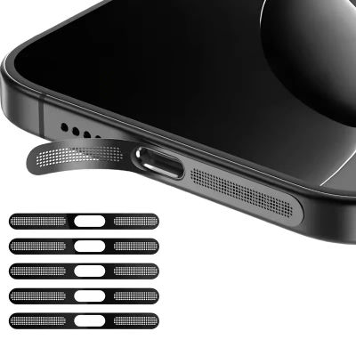 5 uds pegatina de red de Metal a prueba de polvo para iPhone 16 Pro 15 14 13 12 serie auricular altavoz agujero Anti-polvo Protector de malla Compatible