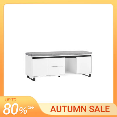 SoBuy FSR176-W banco de zapatos con asiento, mueble para zapatos, estante para zapatos con banco, banco de tablones, asiento para zapatos, cómoda estrecha