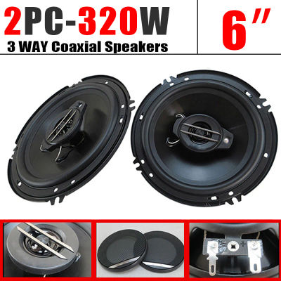 2 uds 6 pulgadas 320W 3 vías Universal Coaxial coche música estéreo rango completo Hi-Fi para altavoces de puerta de camión sistema de sonido envolvente