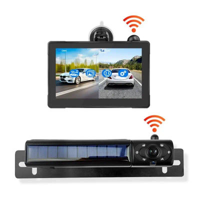 Sistema de cámara de respaldo inalámbrico ABSY para automóvil, camión, pickup, RV, SUV - Alimentado por energía solar, monitor H