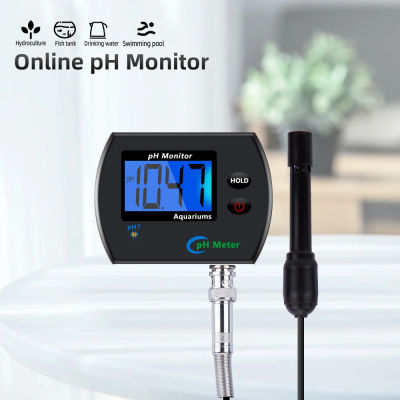 Medidor de PH para Acuario, Monitor de Calidad del Agua Multiparamétrico, Monitor de PH en Línea, Acidómetro, Enchufe US/EU, Profesional y Preciso