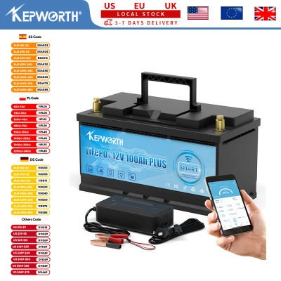 Batería LiFePO4 de 12V y 100Ah en stock de la UE, BMS Bluetooth integrado de 100A, reemplazo perfecto para baterías de plomo-ácido para caravanas