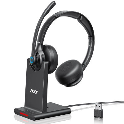 Auriculares Inalámbricos Acer HB02 con Micrófono para Trabajo, 2.4G Bluetooth 5.3, Modo Dual, Dongle USB para PC, Auriculares para Call Center