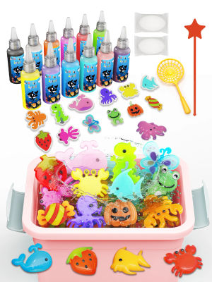 Kit mágico de elfo de agua para niños, juego de juguetes de agua hechos a mano DIY para bebés con caja de almacenamiento, moldes y herramientas-23 piezas