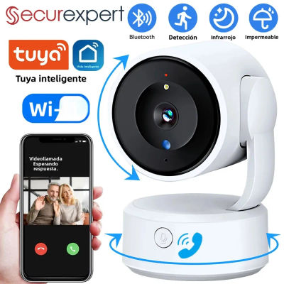 Securexpert-Monitor de bebé interior con llamada de un solo toque, cámara PTZ con WiFi, seguimiento automático, visión nocturna en Color, cámara de vigilancia IP, aplicación Tuya, 5MP