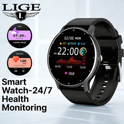 Reloj inteligente LIGE a la moda para hombre, reloj deportivo con Monitor de ritmo cardíaco durante el sueño, reloj inteligente resistente al agua con llamadas Bluetooth para Android ios