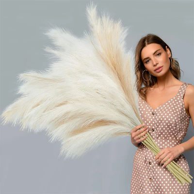 Ramo de hierba de Pampas esponjoso, 90/120CM, 1 Uds., para boda, fiesta en casa, decoración de jarrón, planta falsa bohemia, arreglo de flores de caña