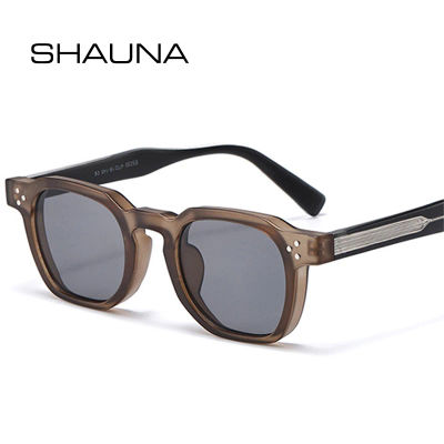SHAUNA, nuevas gafas de sol cuadradas poligonales para mujer, gafas de sol a la moda en azul y morado, UV400, remaches retro, gafas de sol de tendencia para hombre