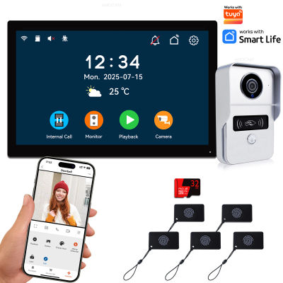 Sistema de Videoportero Digital de 2 Cables, Monitor Inalámbrico WIFI de 7/10.1 Pulgadas, Cámara de Videoportero 1080P, Compatible con Tuya