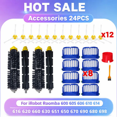 Compatible con iRobot Roomba Serie 600 605 614 620 660 630 631 650 651 655 660 671 680 691 692 694 697 698 585 595 Piezas de Repuesto Accesorios Cepillo Principal Lateral Filtro HEPA