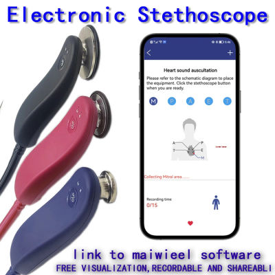 Estetoscopio electrónico Bluetooth para niños, núcleo médico, aumento 40 veces, controlado por aplicación, estetoscopio para enfermos médicos personalizados