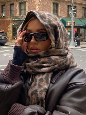Bufanda chal de Cachemira cálida para viaje de invierno, manta de Pashmina con estampado de leopardo de lujo para mujer, Poncho femenino, Bufanda