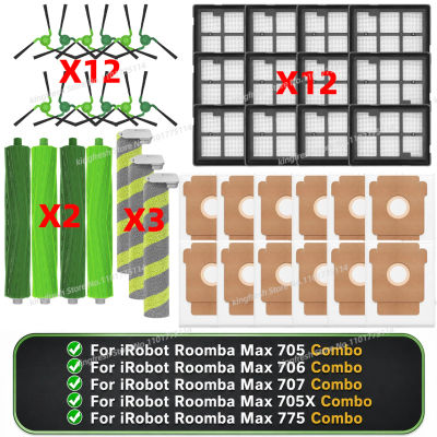 Compatible con iRobot Roomba Max 705 Combo/ 705X Combo / 775 Combo/ 706 combo/ 707 Combo piezas de aspiradora cepillo principal cepillo lateral filtro bolsa de polvo rodillo mopa accesorios
