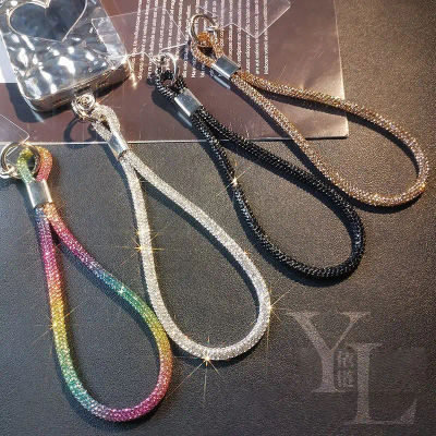 Cordón para Teléfono con Pedrería | Correa de Muñeca con Cristales Brillantes para Teléfono Celular | Llavero con Brillo Arcoíris y Plateado | Correa de Mano Antipérdida
