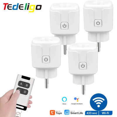 Enchufe Inteligente WiFi y RF Tuya con Monitor de Energía, Interruptor de Enchufe con Control Remoto Inalámbrico AC 220V 3000W EU para Alexa y Google