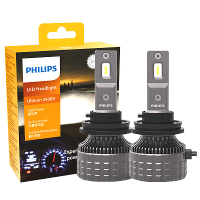 Philips H4 H7 LED Ultinon 3500R Lámpara Delantera para Automóvil H11 HB3 HB4 HIR2 6500K Blanco Brillante 9005 9006 9012 Luz de 30W con Controlador Integrado