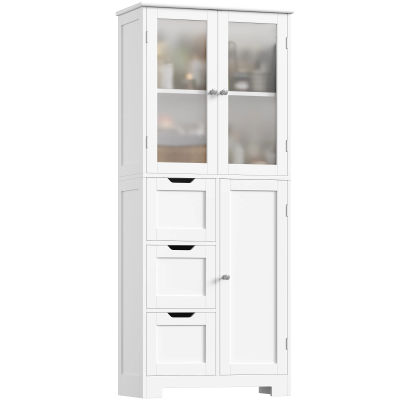 Armario de baño, mueble de baño alto con 3 cajones