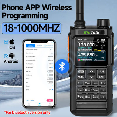 BinTolk BT7700 Walkie Talkie multibanda inalámbrico Bluetooth teléfono programación reducción de ruido AM FM Radioaficionado para acampar BT8200
