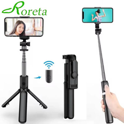 Roreta Soporte para selfie Trípode con control remoto inalámbrico Bluetooth, Soporte plegable portátil para disparar Vlog para iPhone Smartphone