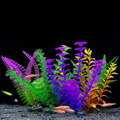 Plantas acuáticas simuladas de plástico para paisajismo de peceras, decoración de acuario, adornos de algas marinas, 1 ud.