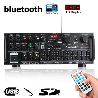 AMPLIFICADOR DE POTENCIA DE Audio bluetooth de 2000W, altavoz HiFi con amplificador AV de 12V, altavoz con Control remoto para coche, hogar, baile cuadrado, 2,0 canales