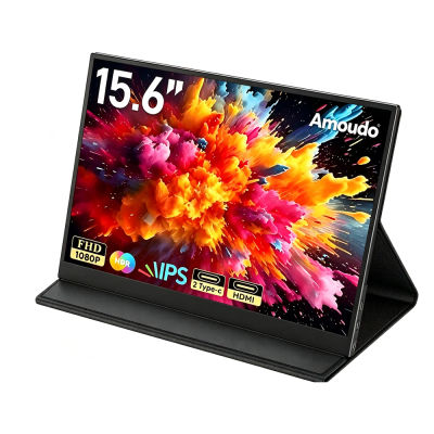 Monitores Portátiles Amoudo de 15.6 Pulgadas 1920*1080P FHD, Pantalla de Extensión Portátil para Computadora Portátil, Pantalla IPS, Monitor para Computadora Portátil/PC/Teléfono