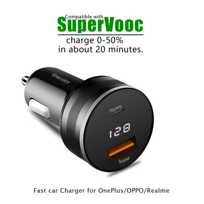 Supervooc Cargador de Coche 80W/65W para OPPO Find X5/X3/Reno8/A54/A74/A96, Adaptador de Coche Warp para OnePlus11/10T/Nord CE 3/CE 2/2T, Cargador de Encendedor de Cigarrillos de 2 Puertos de 12V para