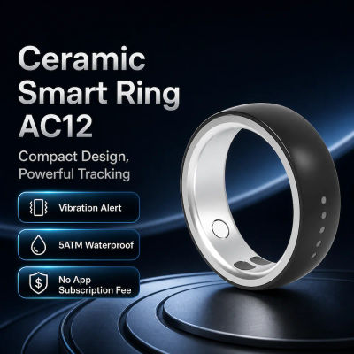 Anillo Inteligente de Cerámica con Alertas de Vibración para Llamadas, Notificaciones y Alarmas, Control Táctil Inteligente, Monitor de Salud, Anillo Inteligente para Hombre