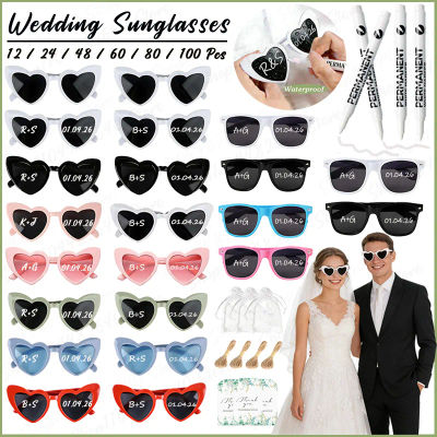 12-100 Piezas de Gafas de Sol para Invitados de Boda, Gafas de Sol en Forma de Corazón, Gafas para Despedida de Soltera, Recuerdos para Fiesta de Novia, Accesorios para Fotos