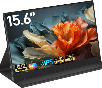Monitor Portátil Amoudo de 15.6 Pulgadas 1920x1080P, Extiende la Pantalla, Panel LCD IPS, Soporte Penhole, VESA, USBC, Mini HDMI, Pantalla Móvil