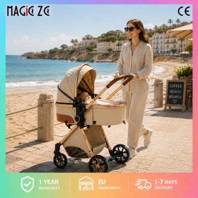 Sistema de Viaje de Lujo 3 en 1 para Bebés, Cochecito Compacto Plegable de Alta Gama con Capazo, Silla de Auto para Bebés, Asiento Reversible, Ruedas con Suspensión, Manillar Ajustable, Cochecito