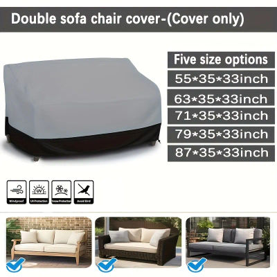 Funda para Sofá de Patio, Apta para Sillas de Sofá - Funda Negra para Todas las Estaciones, Apta para Muebles de Jardín, Funda Protectora