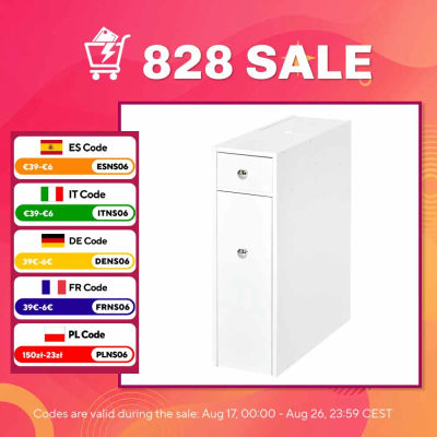 HOMCOM HOMCOM Mueble Auxiliar de Baño Estrecho con 2 Cajones y Compartimiento Superior con Tapa para Lavabo 17x48x58 cm Blanco