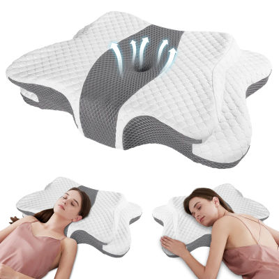 Almohada de Memoria Fría para Dormir, Almohada de Algodón con Memoria de Rebote Lento, Almohada para el Cuello, Almohada Mariposa, Almohada Cervical, Almohada Ergonómica para Dormir