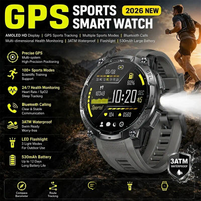 2026 Nuevo T-Rex4 Ultra 530Mah Reloj Inteligente Militar para Hombres 1.7" AMOLED GPS Rastreador de Ruta 3ATM Resistente al Agua Brújula Linterna LED Smartwatch iOS