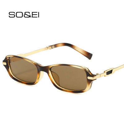 SO&EI Gafas de sol retro rectangulares pequeñas para mujeres y hombres UV400