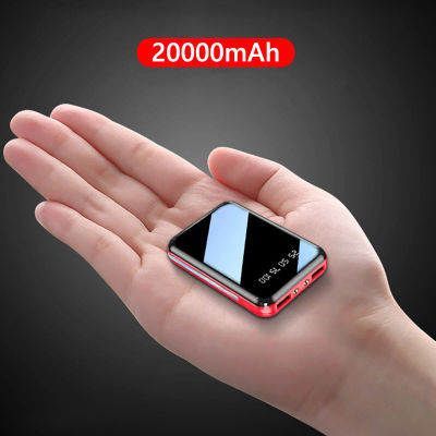 Mini banco de energía de 20000mAh, cargador portátil con pantalla de espejo, batería externa Digital LED para iPhone, Xiaomi, Huawei y Samsung