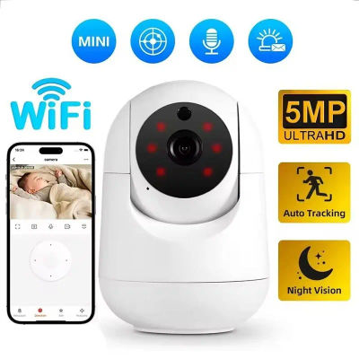 Cámara WiFi de 5MP, Cámara de Vigilancia IP Inalámbrica Inteligente para el Hogar, Detección por IA, Seguimiento Automático, Monitor de Seguridad para Bebés