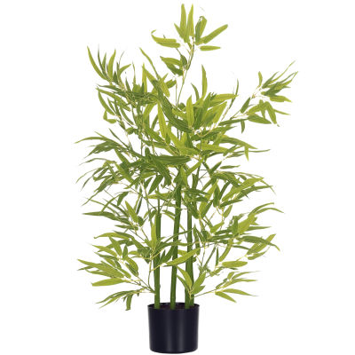 HOMCOM Árbol Artificial de Bambú 90 cm Planta Artificial Decorativa Grande Decoración para Hogar Oficina Balcón Dormitorio Verde