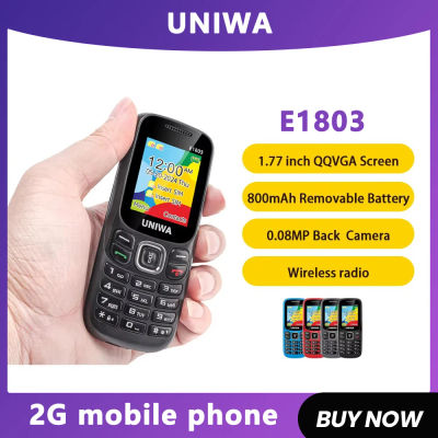 UNIWA E1803 2G teclado teléfono móvil 1,77 pulgadas botón 800mAh teléfono para personas mayores radio inalámbrica GSM teléfono
