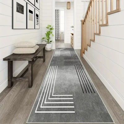 VIKAMA Alfombra de pasillo de línea minimalista, alfombrilla de paso antideslizante duradera, alfombrilla de cocina, decoración del hogar