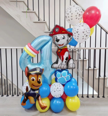30 Uds. Globo de aluminio con tema de la patrulla canina de dibujos animados, globos con números, decoración para fiesta de cumpleaños para niños, regalos para bebés, globo de fiesta Chase