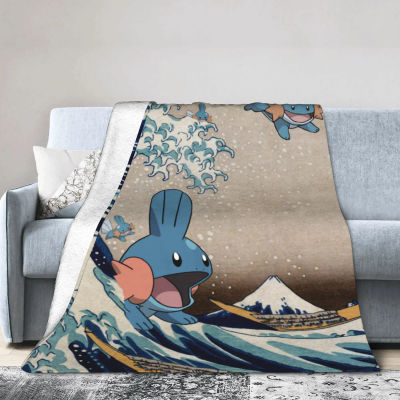 Manta Pokemones Mudkip Wave de franela para todas las estaciones, manta súper suave transpirable para el hogar, colcha de sofá