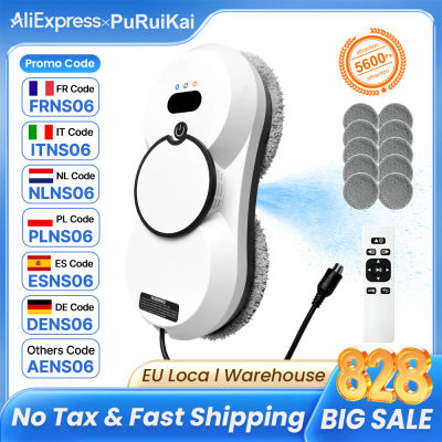 Robot Limpiacristales PuRuiKai, Robot Limpiacristales de 5600 Pa, Control Remoto, 3 Modos de Limpieza, Monitoreo Inteligente de Bordes