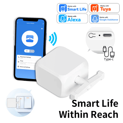 Controlador Remoto Fingerbot con Tuya BLE para Interruptor Basculante, Robot Ajustable para Presionar Interruptores, Compatible con Google Home y Alexa Voice