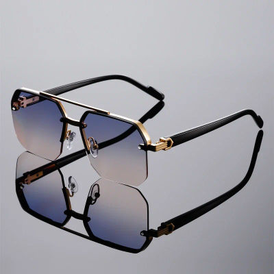 Gafas de Sol Semi-rectangulares de Moda para Hombre, Estilo Vintage, Degradado, Casual, de Lujo, Diseño de Marca, para Exteriores