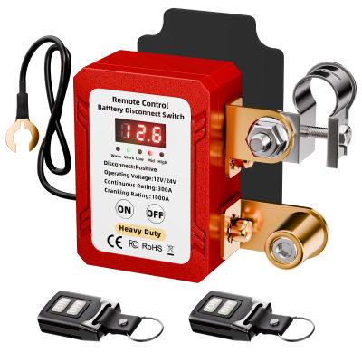 Interruptor de Desconexión de Batería Remoto de 300A, 12V 24V, Inalámbrico, Anti-Robo, Adaptativo, con Monitor de Voltaje LED Inteligente