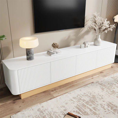 Mueble para TV, un mueble para TV de estilo lujoso con rejilla, con 4 puertas y amplio espacio de almacenamiento, un mueble multimedia para la sala de estar