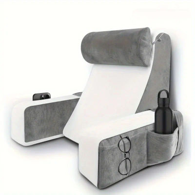 Almohada de lectura para cama, almohada extragrande para reposabrazos, almohada de descanso para cama de espuma viscoelástica para leer, TV, juegos, cojín cómodo para cama y silla